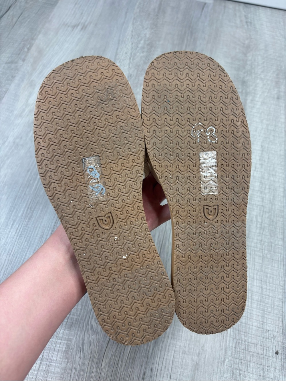 Rothy's Cream Crochet Strap Tan Footbed Slide Sandals - Picture 6 of 6